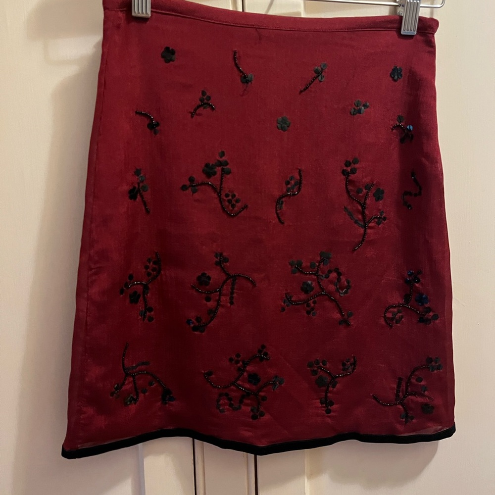 Parker Red Embellished Skirt A-line